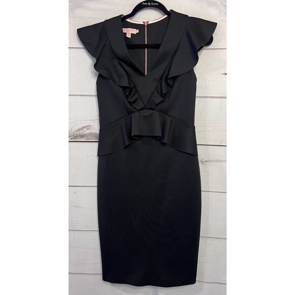 Ted Baker London Size 1 Black Sleeveless Dress Classy Chic - Picture 1 of 6